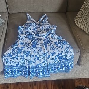 BloomChic Blue and White Floral One Piece Swimsuit